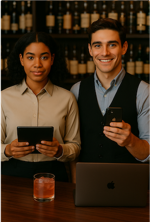 Tablet showing multiple venue logos